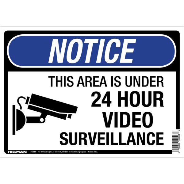 Hillman English White Security Sign 10 in. H X 14 in. W