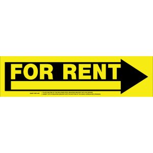 Hillman English Yellow For Rent Sign 6 in. H X 24 in. W