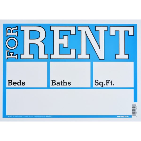 Hillman English Blue For Rent Sign 10 in. H X 14 in. W