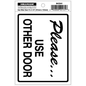 Hillman English White Informational Sign 4 in. H X 5.25 in. W