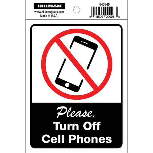 Hillman English White Safety Decal 6 in. H X 4 in. W