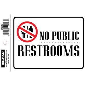 Hillman English White Restroom Decal 4 in. H X 6 in. W