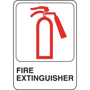 Hillman English White Fire Extinguisher Sign 5 in. H X 7 in. W
