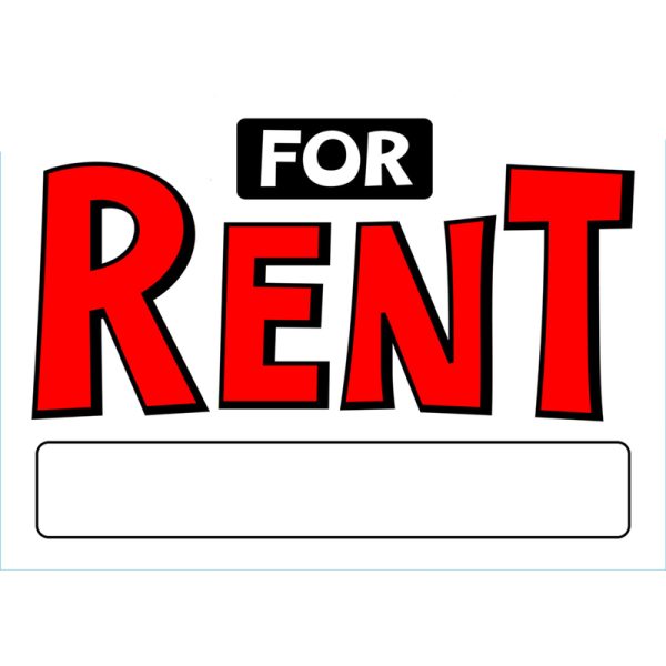Hillman English White For Rent Sign 10 in. H X 14 in. W