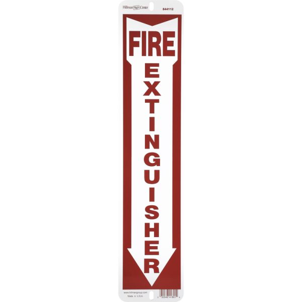 Hillman English Red Fire Extinguisher Sign 18 in. H X 4 in. W