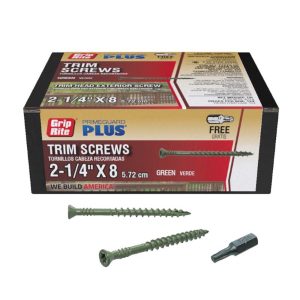 Grip-Rite PrimeGuard Plus No. 9 wire X 2-1/4 in. L Star Trim Head Deck Screws 1 lb