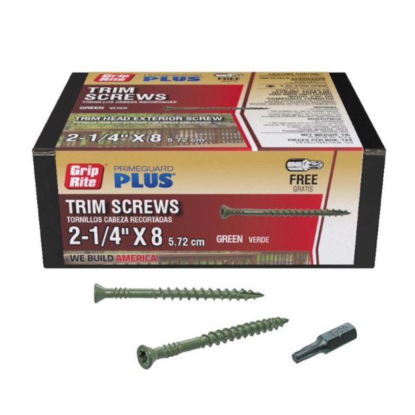 Grip-Rite PrimeGuard Plus No. 9 wire X 2-1/4 in. L Star Trim Head Deck Screws 1 lb