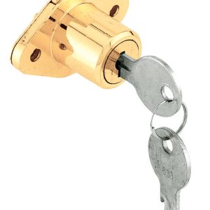 Prime-Line Bright Brass Gold Steel Cabinet/Drawer Lock