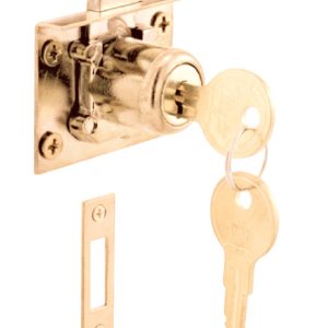Prime-Line Bright Brass Gold Steel Cabinet/Drawer Lock