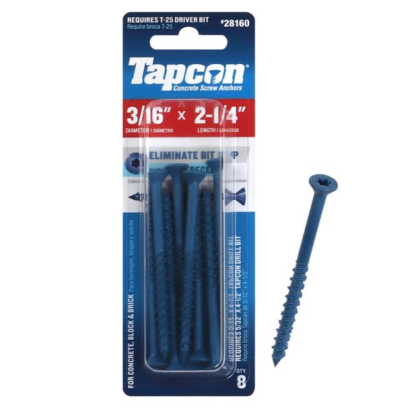 Tapcon 2-1/4 in. L Star Flat Head Concrete Screws 8 pk