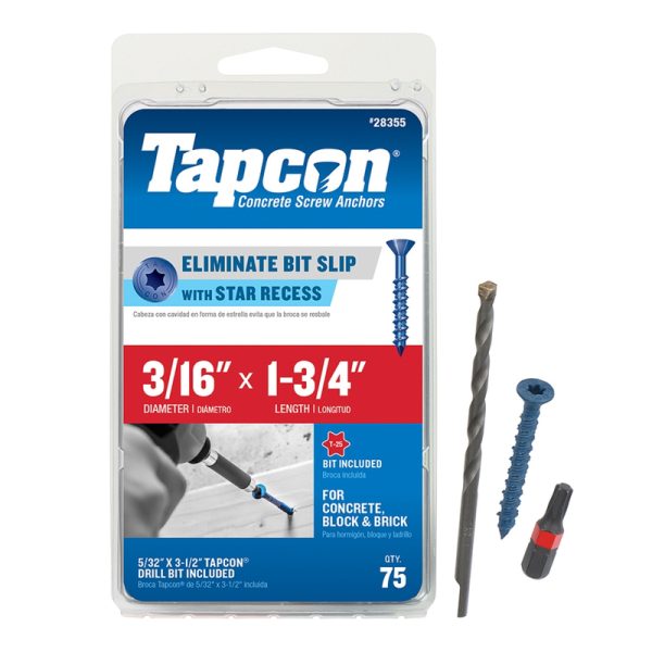 Tapcon 1-3/4 in. L Star Flat Head Concrete Screws 75 pk