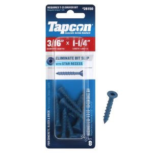 Tapcon 1-1/4 in. L Star Flat Head Concrete Screws 8 pk