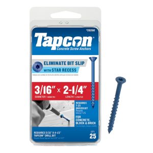 Tapcon 2-1/4 in. L Star Flat Head Concrete Screws 25 pk
