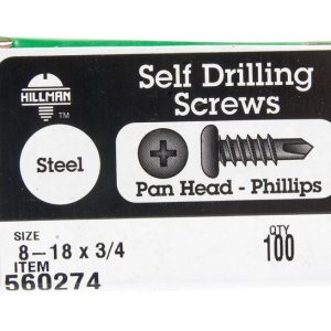 Hillman No. 8-18 X 3/4 in. L Phillips Pan Head Self- Drilling Screws 100 pk