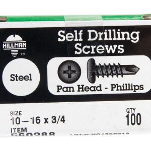 Hillman No. 10-16 X 3/4 in. L Phillips Pan Head Self- Drilling Screws 100 pk