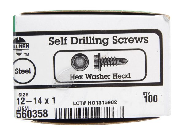Hillman No. 12-14 X 1 in. L Hex Hex Washer Head Sheet Metal Screws 100 pk