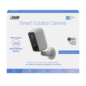 Feit Electric Battery Powered Outdoor Black/White Wi-Fi Security Camera