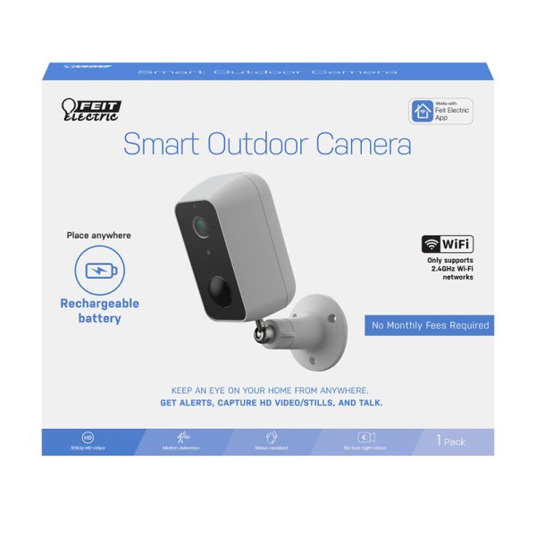 Feit Electric Battery Powered Outdoor Black/White Wi-Fi Security Camera