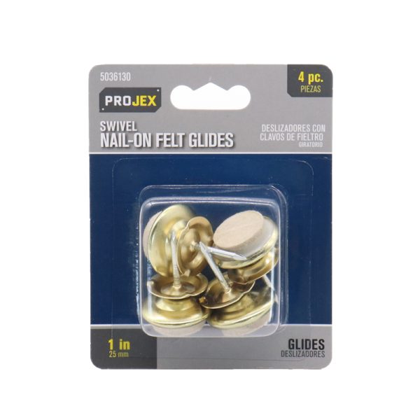 Projex White 1 in. Nail-On Felt Swivel Glide 8 pk