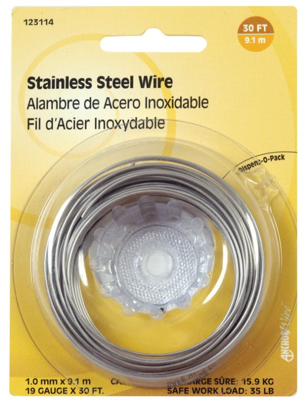 Hillman 30 ft. L Stainless Steel 19 Ga. Wire