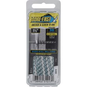 Bore-Fast 3/16 in. D X 1-1/2 in. L Steel Pan Head Screw and Anchor 6 pc