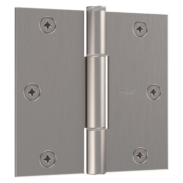 National Hardware Squeak Guard 3.5 in. L Satin Nickel Door Hinge 3 pk