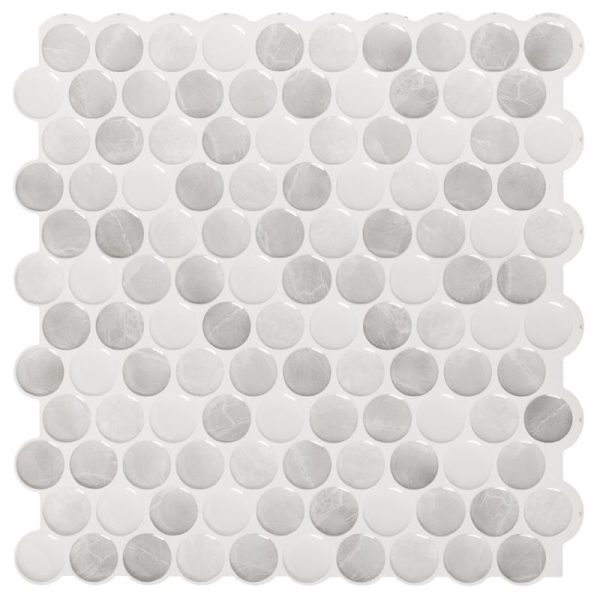Smart Tiles 8.95 in. W X 8.97 in. L Gray Glazed Vinyl Adhesive Wall Tile 4 pc