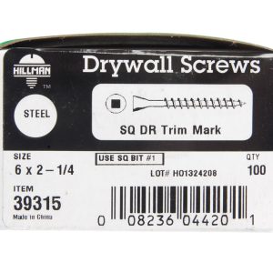 Hillman No. 6 X 2-1/4 in. L Square Drywall Screws 100 pk