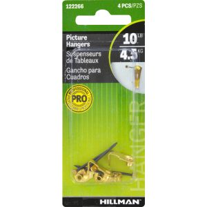 Hillman AnchorWire Brass-Plated Classic Picture Hanger 10 lb 4 pk