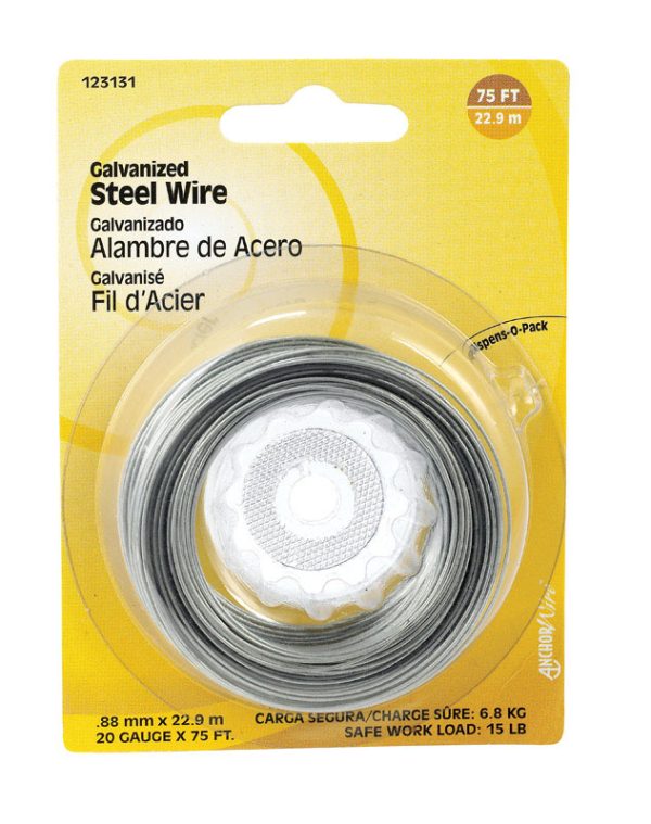 Hillman 75 ft. L Galvanized Steel 20 Ga. Wire