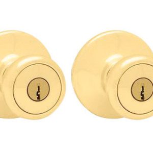 Kwikset Tylo Polished Brass Entry Knobs 1-3/4 in.