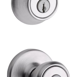 Kwikset Tylo Satin Chrome Entry Lock and Single Cylinder Deadbolt 1-3/4 in.