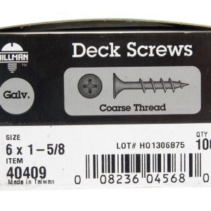 Hillman No. 6 X 1-5/8 in. L Phillips Bugle Head Deck Screws 100 pk