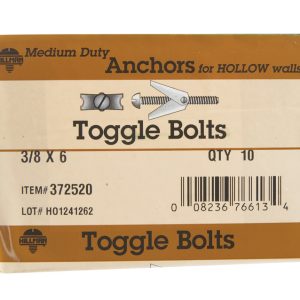Hillman Fas-N- Tite 3/8 in. D X 6 in. L Round Steel Toggle Bolt 10 pk