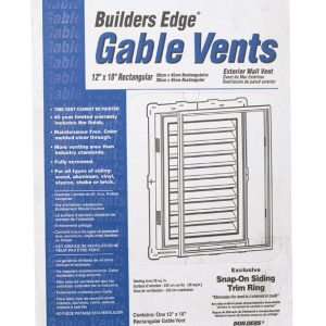 Builders Edge 12 in. W X 18 in. L White Plastic Gable Vent