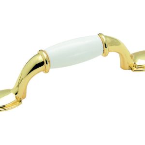 Amerock Allison Allison Cabinet Pull 3 in. White/Polished Brass 1 pk