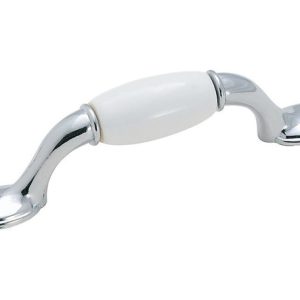Amerock Allison Allison Cabinet Pull 3 in. White/Polished Chrome 1 pk