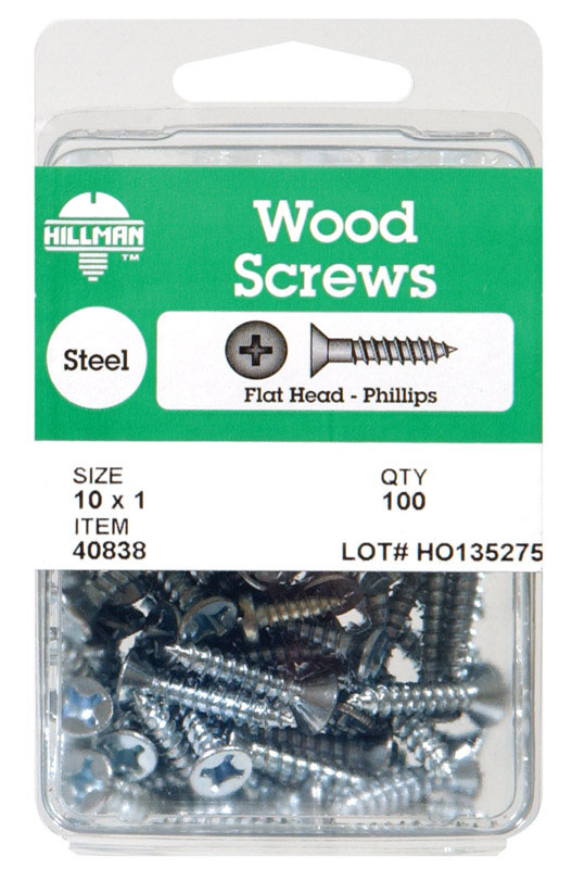 Hillman No 10 X 1 In L Phillips Zinc Plated Wood Screws 100 Pk