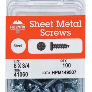Hillman No. 8 X 3/4 in. L Phillips Pan Head Sheet Metal Screws 100 pk