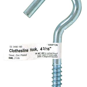 Hampton Small Zinc-Plated Silver Steel 4.1875 in. L Clothesline Hook 215 lb 1 pk