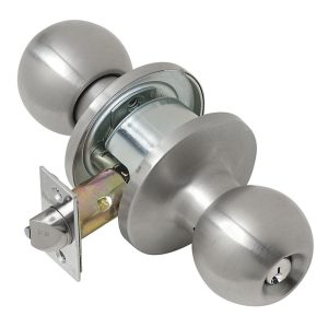 Tell Empire Satin Stainless Steel Entry Lockset 1-3/4 in.