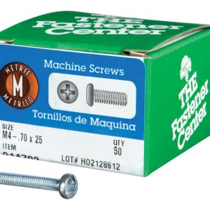 Hillman M4-0.7 X 25 in. L Phillips Pan Head Zinc-Plated Steel Metric Machine Screws 50 pk