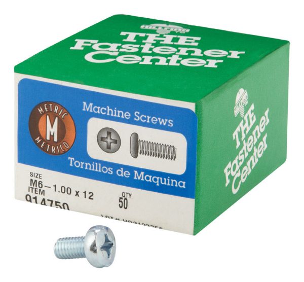 Hillman M6-1 X 12 in. L Phillips Pan Head Zinc-Plated Steel Metric Machine Screws 50 pk