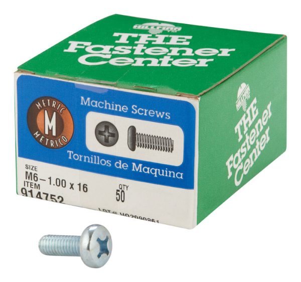 Hillman M6-1 X 16 in. L Phillips Pan Head Zinc-Plated Steel Metric Machine Screws 50 pk