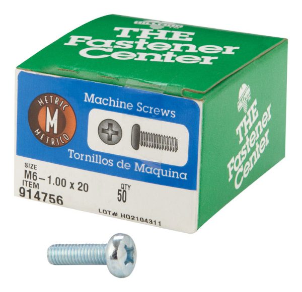 Hillman M6-1 X 20 in. L Phillips Pan Head Zinc-Plated Steel Metric Machine Screws 50 pk