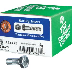 Hillman M8-1.25 mm D X 20 mm L Heat Treated Steel Hex Head Cap Screw 50 pk