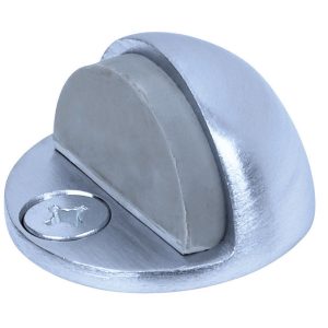 Tell Aluminum Satin Chrome Silver Door Stop Mounts to floor