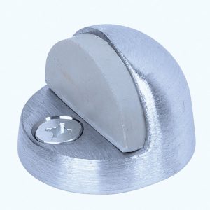 Tell Aluminum Satin Chrome Silver Door Stop Mounts to floor