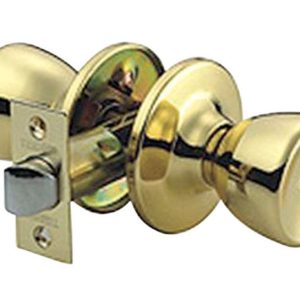 Home Plus Polished Brass Privacy Lockset 1-3/4 in.