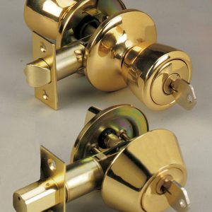 Home Plus Polished Brass Knob and Deadbolt Set 1-3/4 in.